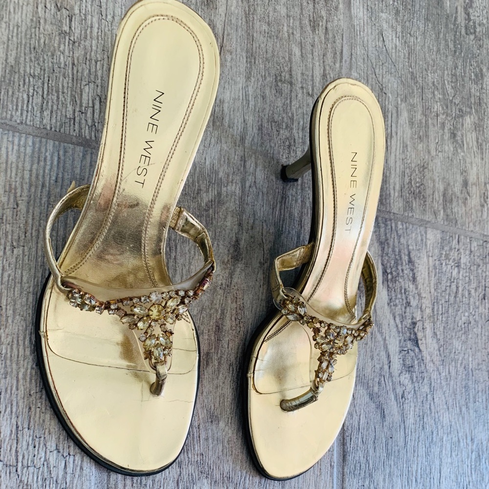 Nine West gold heels